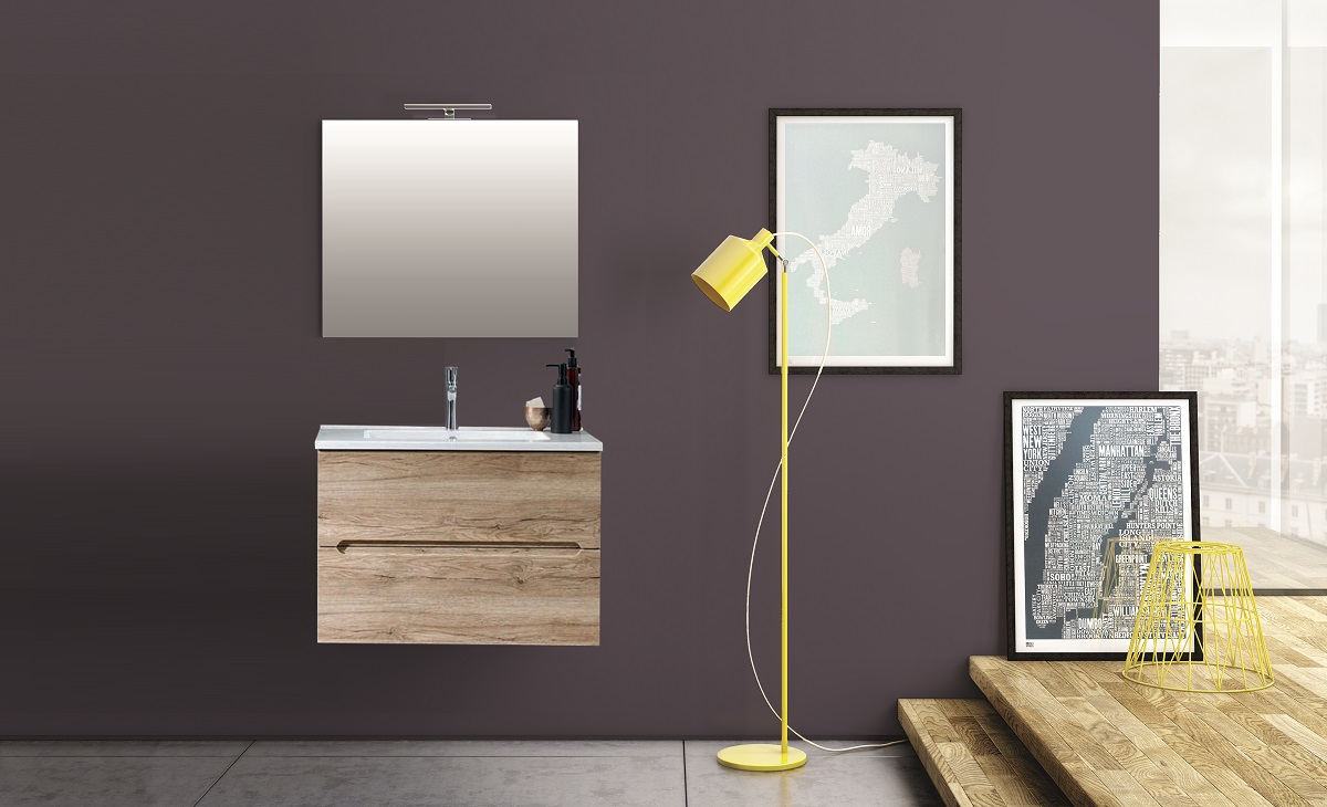 Mobile sospeso 70 con top in mineralmarmo M70-RN-M